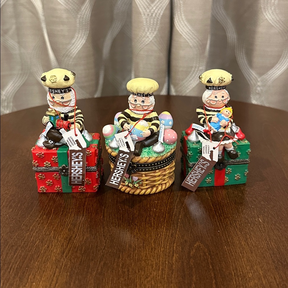 Set of Three Hershey’s Kurt Adler Figure Christmas Trinket Boxes